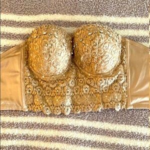 Encrusted beige corset top